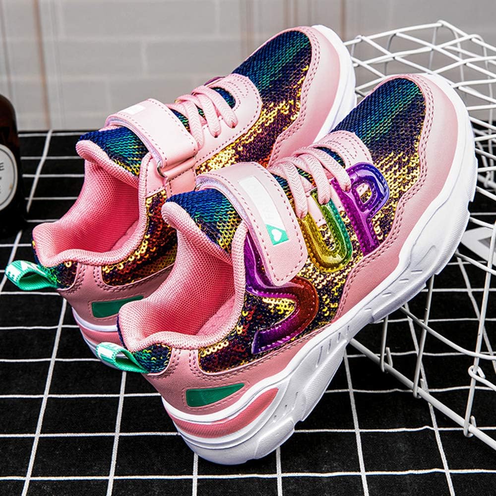 Mädchen Turnschuhe Sparkle Scales Sneaker Kinderschuhe mit Klettverschluss(28-38 EU), Pink