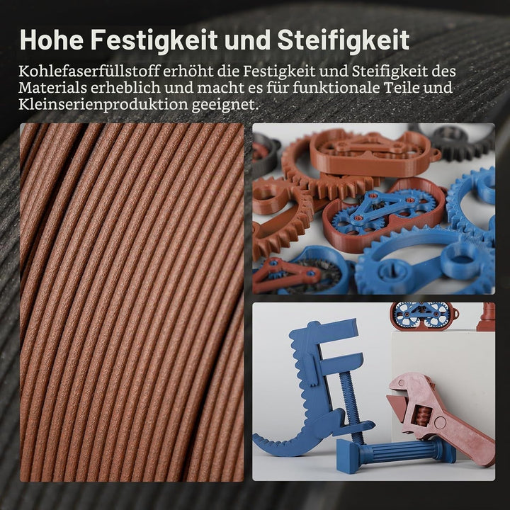 kexcelled PLA CF Kohlefaser Filament 1,75mm Modifiziertes Carbon Fiber Material Verbesserte Zähigkei