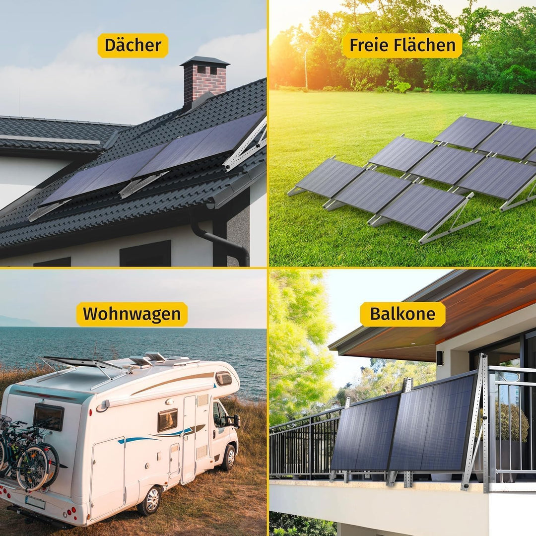 Balkonkraftwerk Halterung im 2er Set (bis 114cm) I Halterung für 2 Solarpanel-Module I Verstellbar v