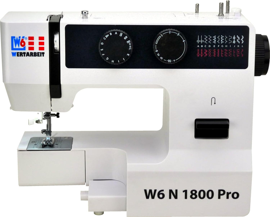 W6 Nähmaschine N 1800 Pro mit 25 Programmen | Freiarm | automatischer Einfädler | CB-Greifer | Knopf