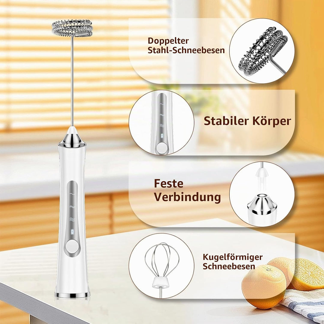 NEUTYPECHIC Milchaufschäumer Elektrisch Stab, USB-C Aufladbar Milk Frother, Milchschäumer Stab mit 3
