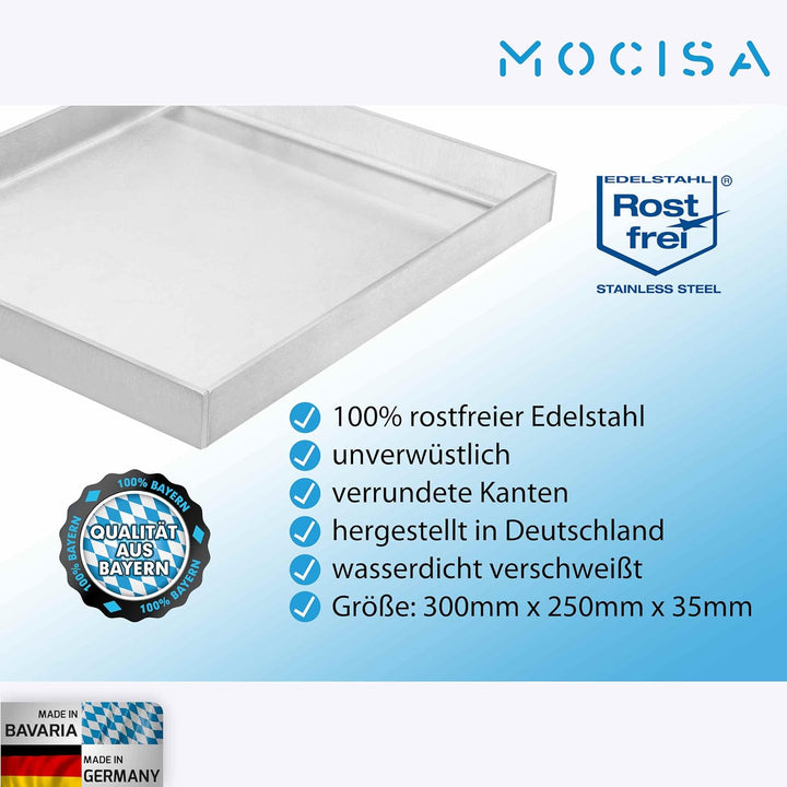 mocisa Grillplatte | Plancha | BBQ-Wanne | Grillkorb | Made in Germany | Edelstahl | Massiv | hochwe