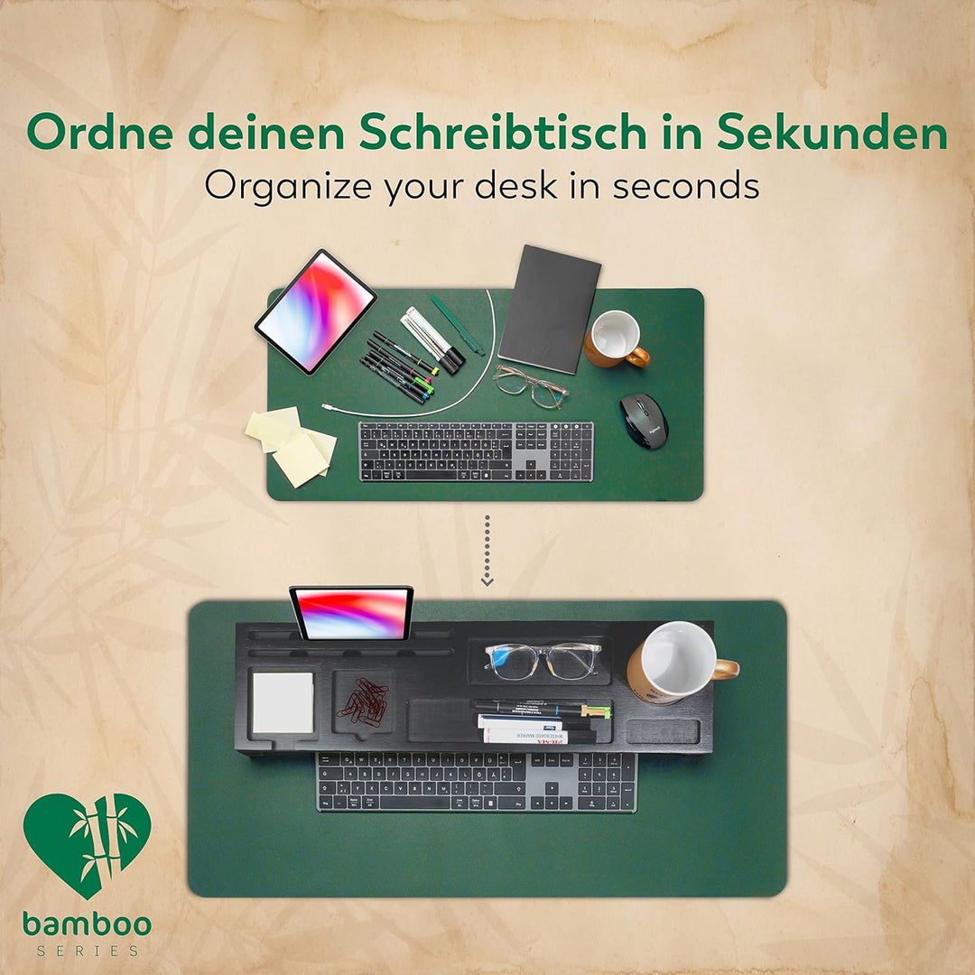 Rubberneck Bambus Schreibtisch Organizer mit Handy-, Tablethalterung - für Tastatur, Maus, Büro Zube
