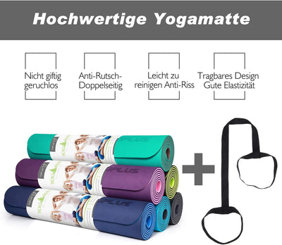 TOPLUS Gymnastikmatte, Yogamatte Yogamatte Gepolstert & rutschfest für Fitness Pilates & Gymnastik m