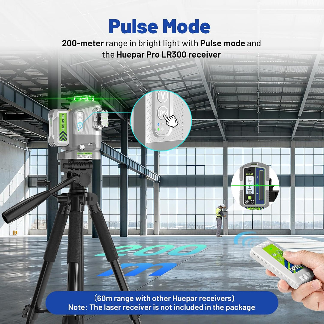 Huepar Pro 360° Laser Wasserwaage mit Punktuellem Drehbefestigung Selbstnivellierend Wiederaufladbar