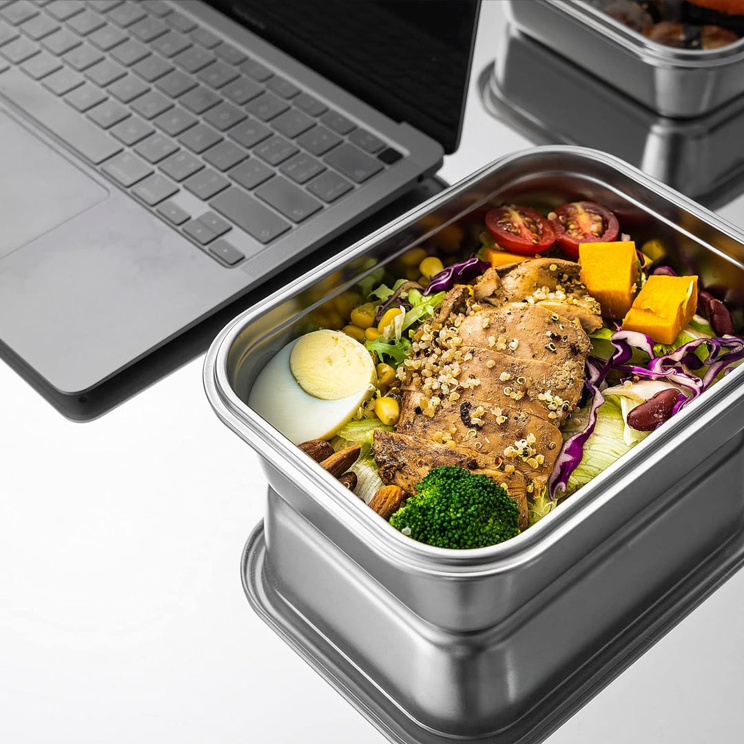 GENICOOK Frischhaltedosen aus Edelstahl /Luchbox mit luftdichtem Deckel 3er Set / Meal Prep Vorratsd