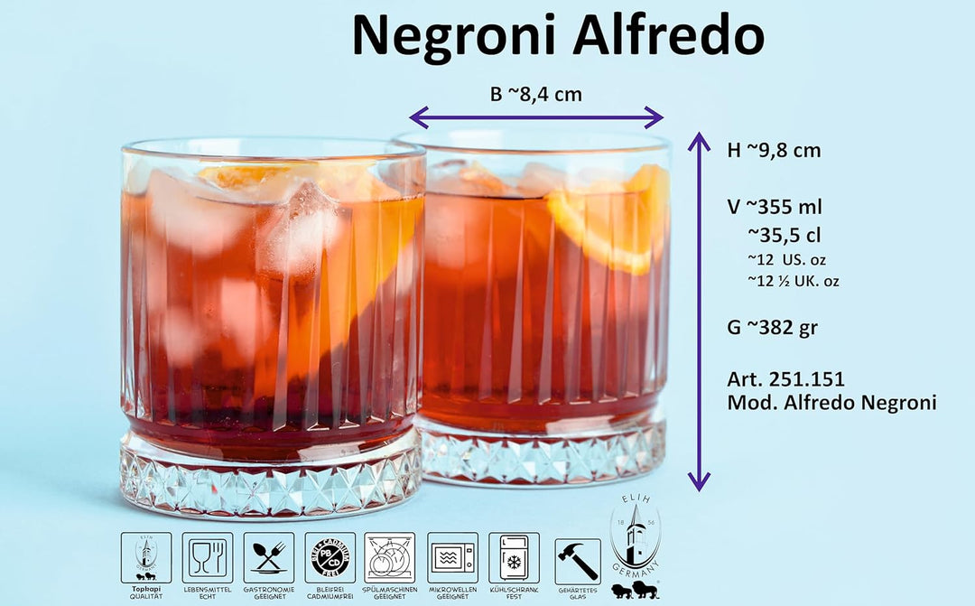 Topkapi Bar & Lounge 251.151 Negroni Gläser 3-tlg Cocktail Set Alfredo – Fabelhaft für Negroni, 355