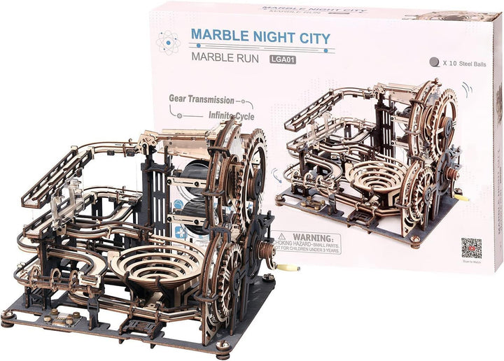 Robotime 3D Puzzle Holz Murmelbahn Trackball Modell Bausatz für Erwachsene Mechanische kugelbahn Hol