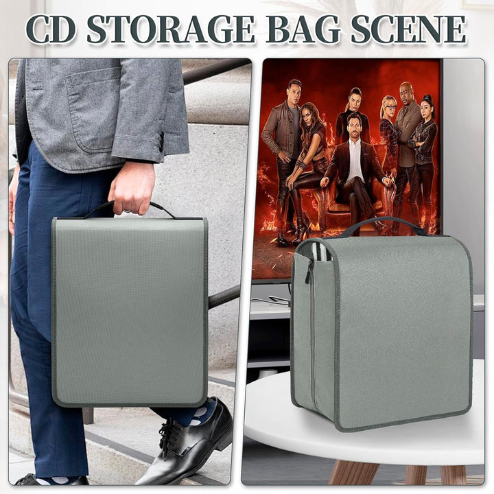 AKOZLIN DVD CD Aufbewahrungsbox mit extra Breiten Titelblättern,tragbarer Binderhalter,Brieftasche,A