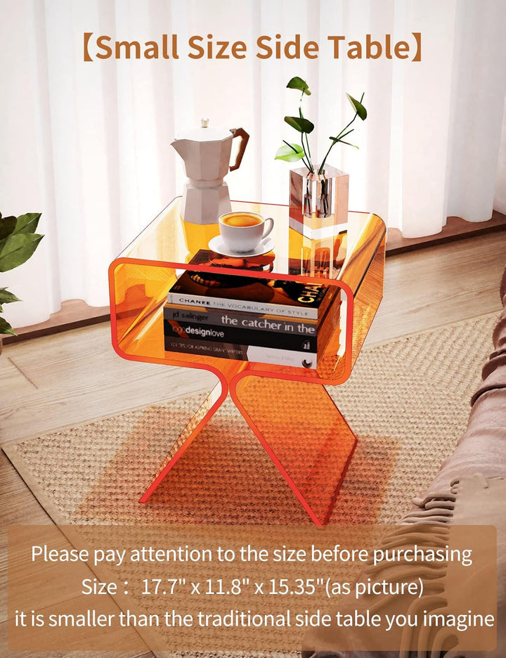 solaround Acryl Nachttisch Beistelltisch Modernes Design Clear Home Decor Display Endtisch (Orange),