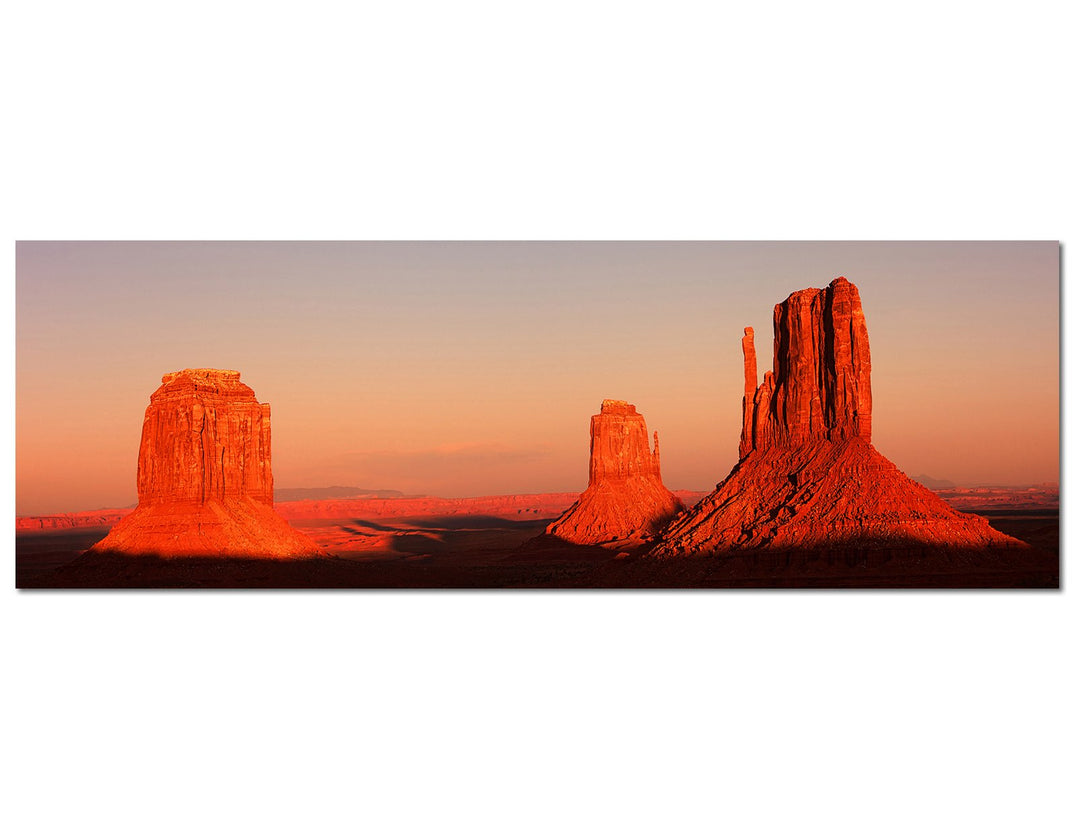 Paul Sinus Art Panoramabild auf Leinwand und Keilrahmen 120x40cm USA Monument Valley Sonnenuntergang