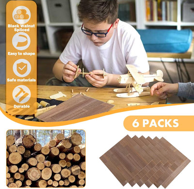 6 Stück 30cmx30cm Schwarznuss Gesperrtes Sperrholz, Unbearbeitetes Holz für Laserschneid-Gravurgerät