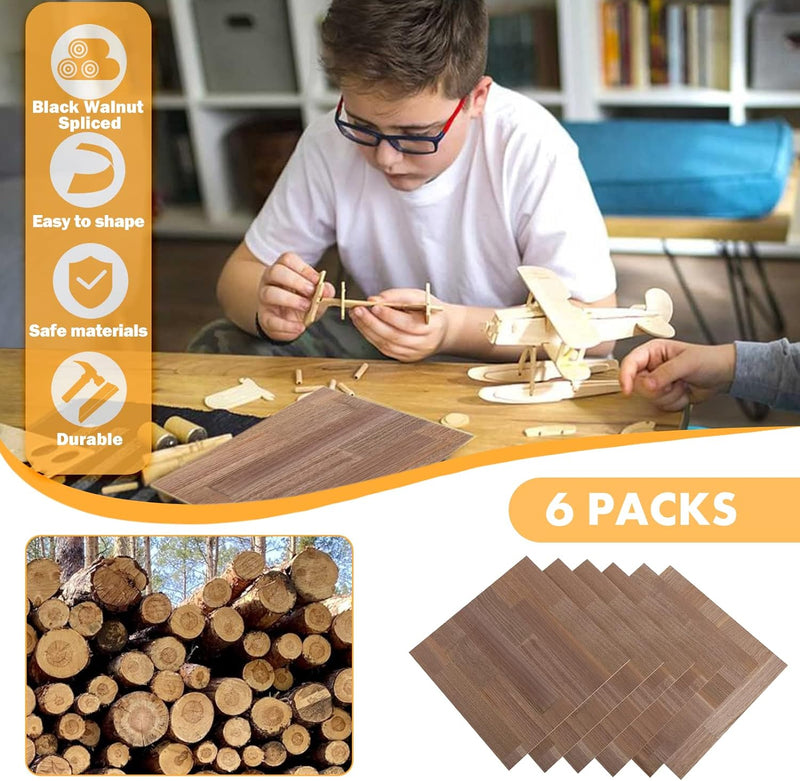 6 Stück 30cmx30cm Schwarznuss Gesperrtes Sperrholz, Unbearbeitetes Holz für Laserschneid-Gravurgerät