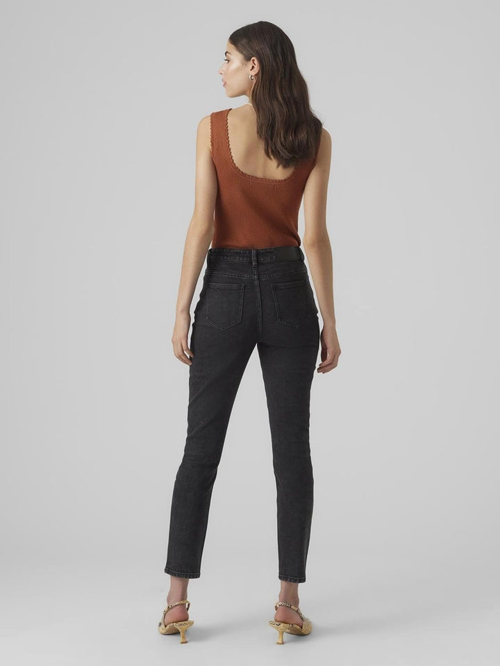 Vero Moda Female Straight-Fit VMBRENDA Hohe Taille Hohe Taille Jeans 27W / 32L Black Denim, 27W / 32