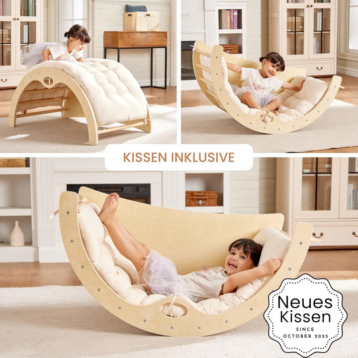 Kletterbogen Montessori mit Kissen - Motorikmodul und Kletterparcours für Babys, CE-Zertifiziert für