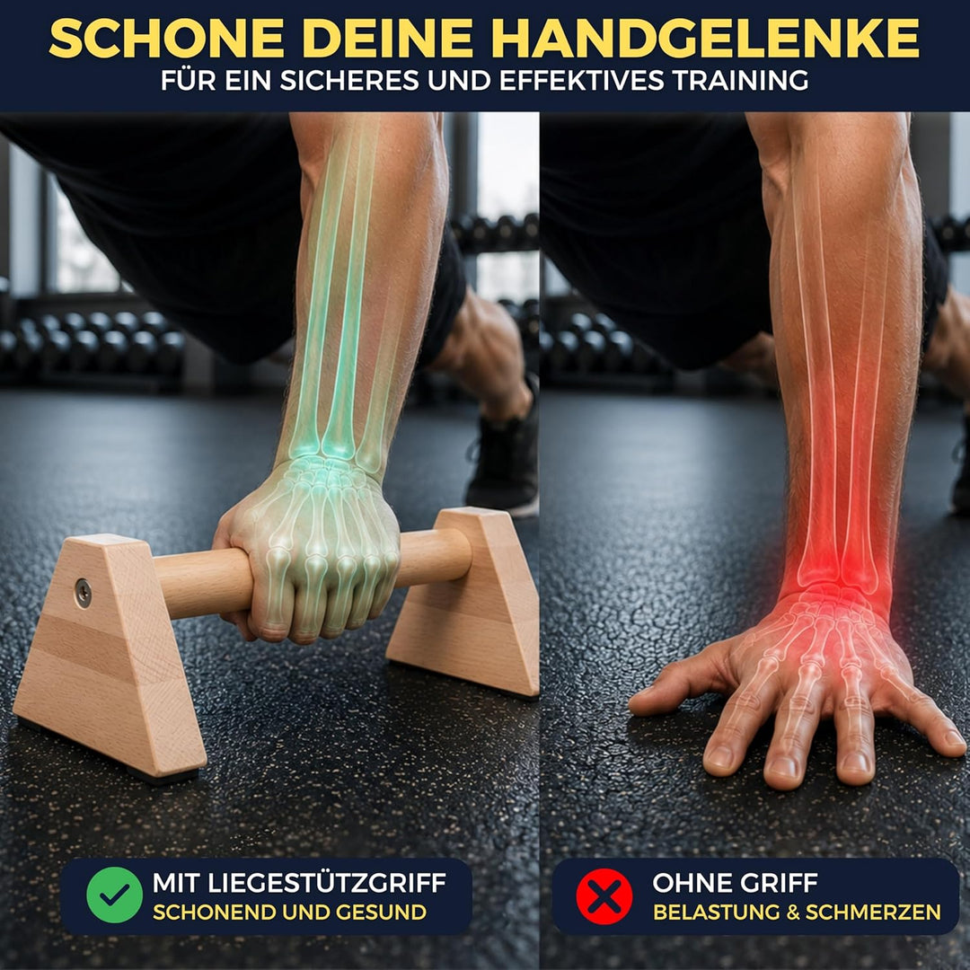 Liegestützgriffe aus Holz – XXL Parallettes Calisthenics Griffe & Push Up Bars, MADE IN GERMANY Hand