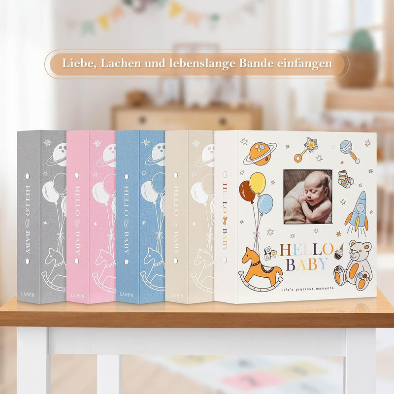 Lanpn Baby Fotoalbum 10x15 600 Fotos, Grosses Fotoalbum Einsteckalbum Babyalbum, Leinen Einstecken E