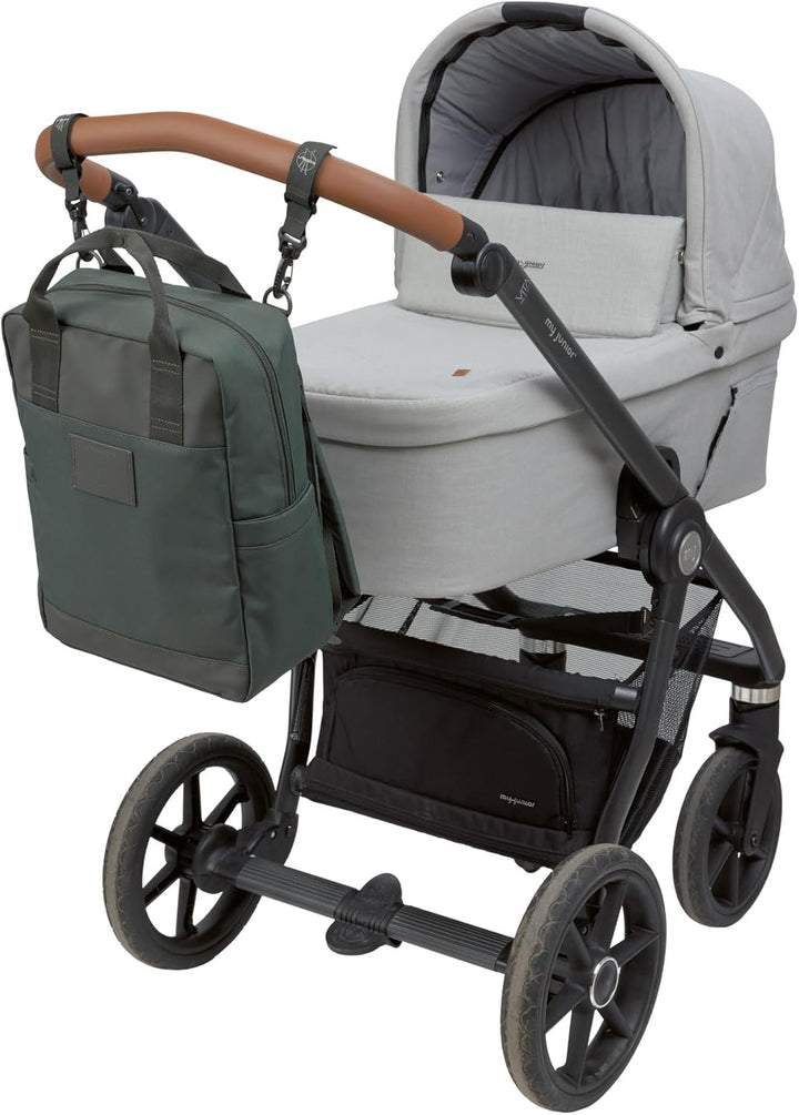 LÄSSIG Baby Wickelrucksack Wickeltasche Rucksack mit Wickelunterlage, Kinderwagenbefestigung, Flasch