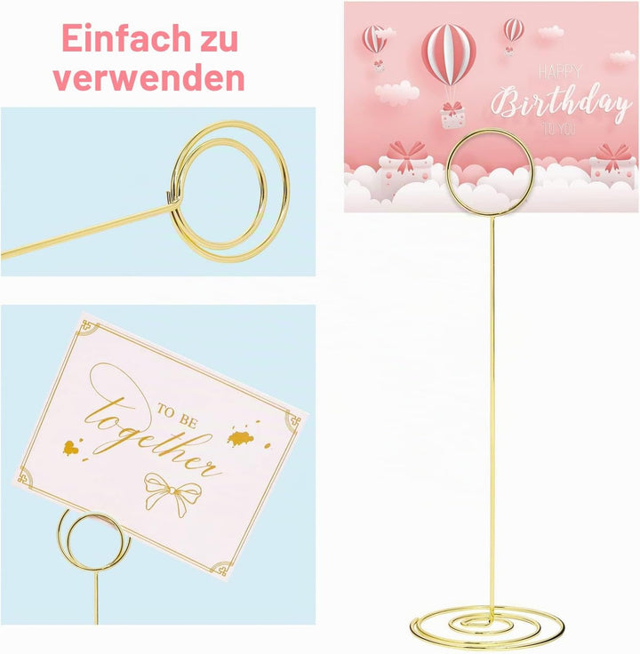 Srvnpioy 12 Stück Tischkartenhalter Metall, 22 cm Höhe Fotohalter Kartenhalter, Tischnummernhalter f