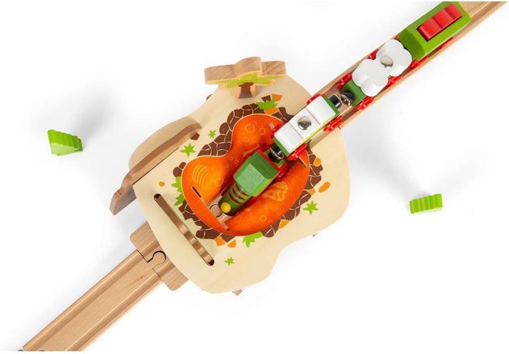 Bigjigs Rail Lava Pit Tunnel | Volcano Theme Tunnels for Wooden Train Track | Toy Accessories for Ra