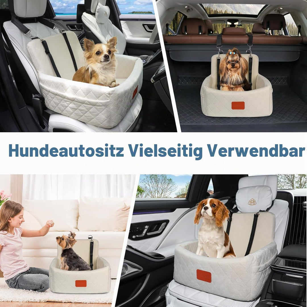 Hundefahrersitz für kleine/mittlere Hunde, tragbare Reisehundebett mit Memory-Schaum, abnehmbar und