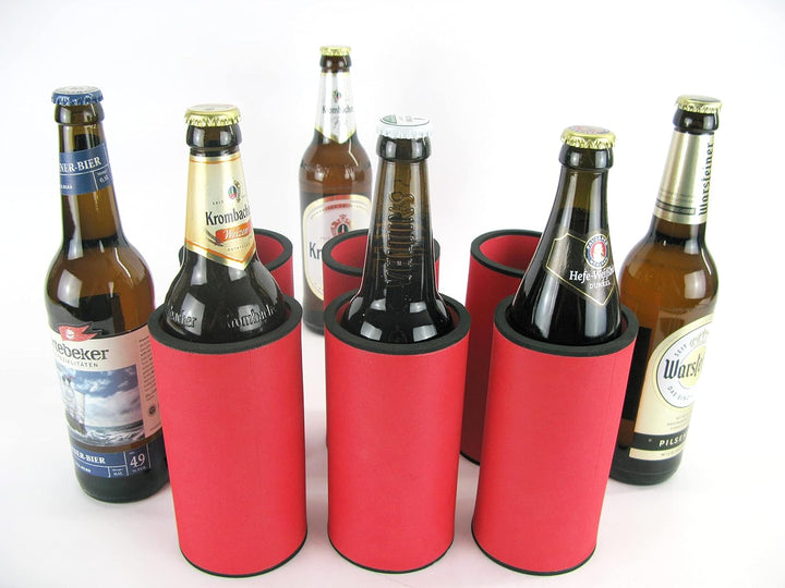 6er Set rote Getränkekühler 0,5l Flasche - Bierkühler - Neoprenkühler - passgenau ~Flaschenkühler~ f