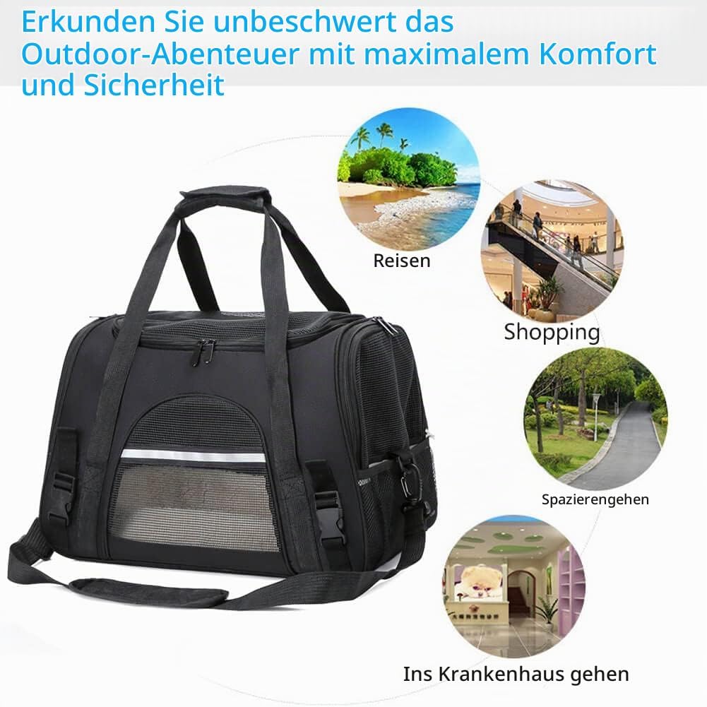 kleine Hunde Transportbox,transportbox Katze, Atmungsaktive und Faltbare Hundebox mit Verstellbarem,