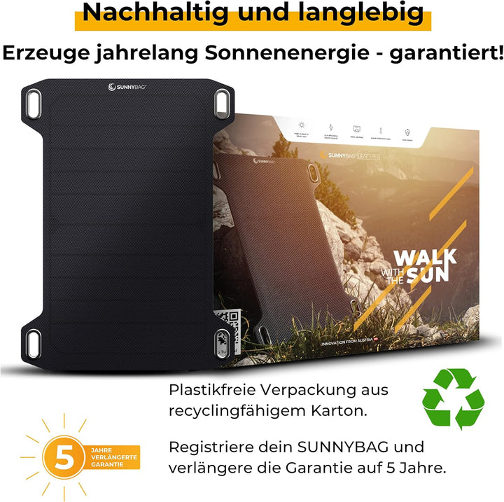 Sunnybag Leaf Mini | Solar Ladegerät mit 5 Watt Leistung | Unterwegs Handy Laden mit Solar Panels |