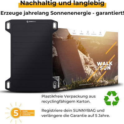Sunnybag Leaf Mini | 5 Watt Tragbares Solarpanel | Effizient, wasserfest, Ultraleicht, 158g | Solarl