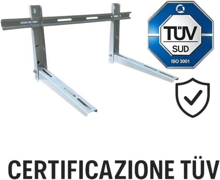 HM, Verstellbare Halterung für Klimaanlage aussen 780 x 365 x 450 mm – Tragkraft 120 kg, verzinkter