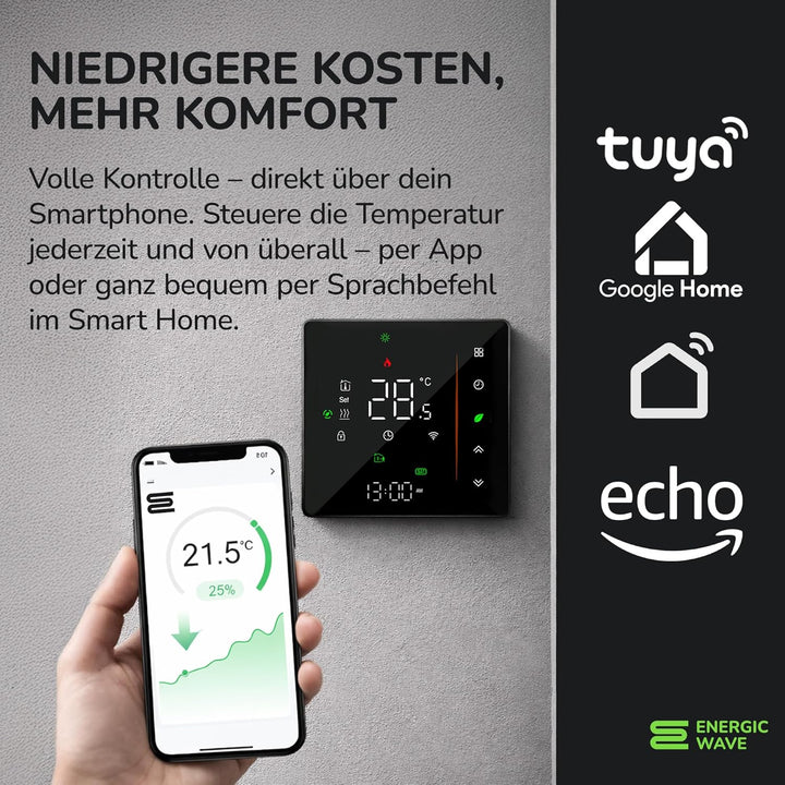 Thermostat für Elektrische Fussbodenheizung - Smart WIFI Programmierbar Raumthermostat Kompatibel mi