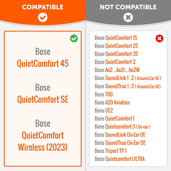 WC PadZ QC45 – Ohrpolster für Bose QuietComfort 45 / QuietComfort Se/QuietComfort Wireless, hergeste