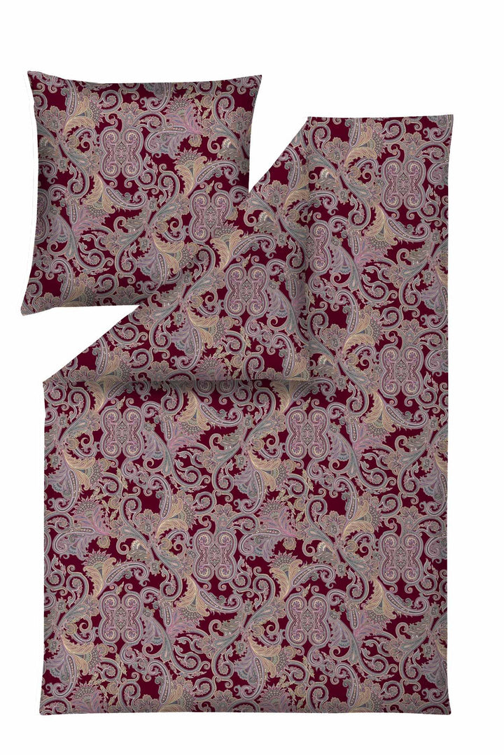 Estella Mako-Satin Bettwäsche Ornelio 7481, 155x220 cm + 80x80 cm, Fb. 955 Bordeaux
