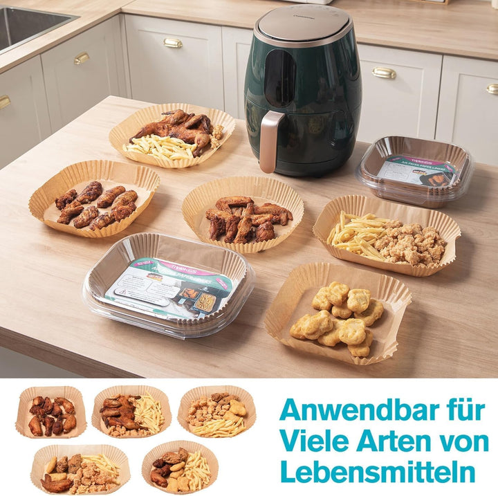 Triple K&amp;S Airfryer Backpapier Philips 200 Stück, 16 x 16 cm – Antihaft Backpapier Einlagen für 2–4,