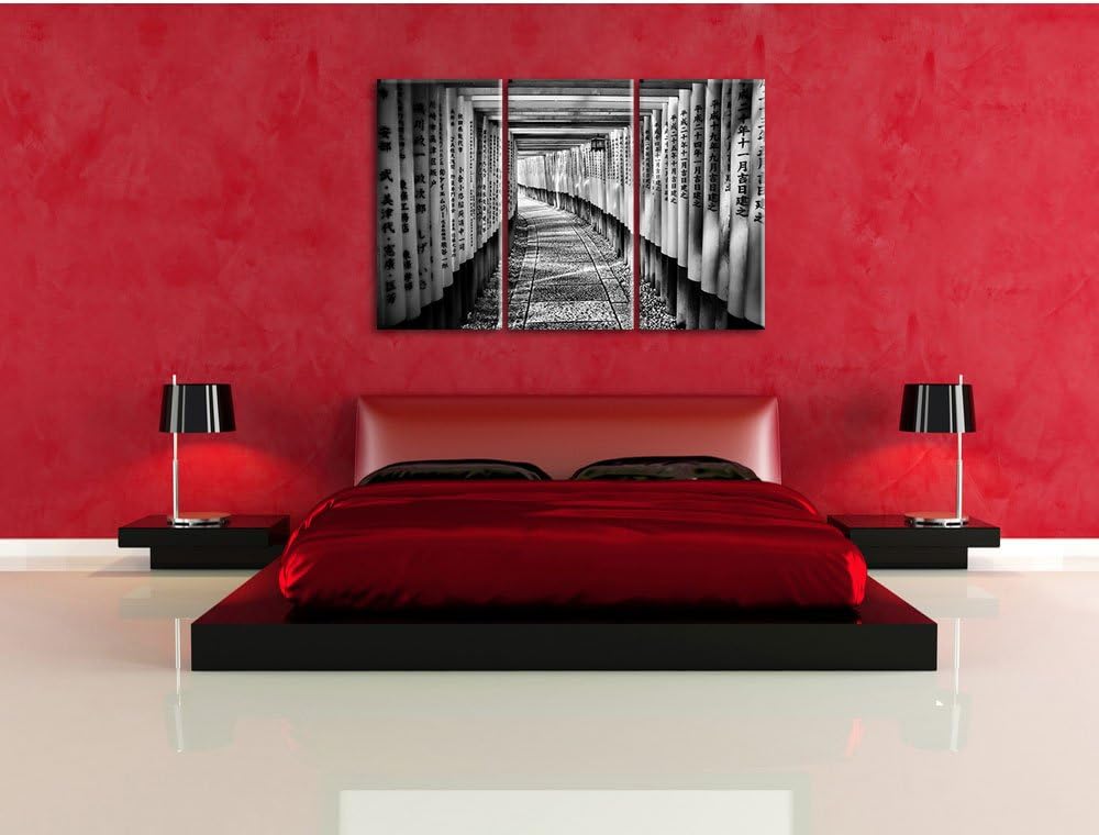 Pixxprint Japanischer Tempel als Leinwandbild/Grösse: 3 Teilig (120x80) cm/Wandbild/Kunstdruck/ferti