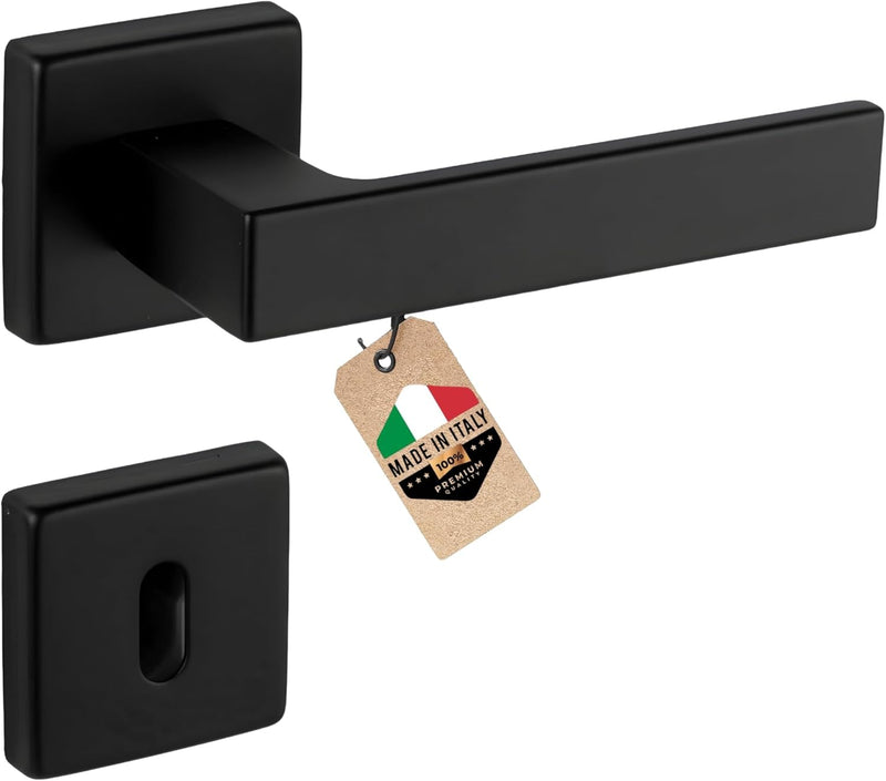 Gedotec Türklinke schwarz | 1 Set Türbeschlag schwarz Türgriffe Zimmertür modern eckige Rosette für