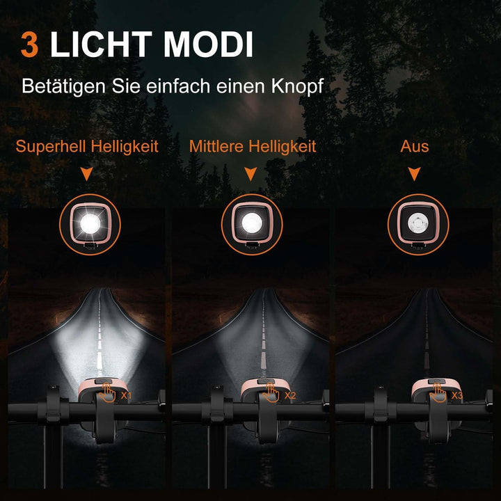 Antimi Fahrradleuchten-Set, StVZO-zugelassen Beleuchtungsset Led IPX5 Frontlicht + Rücklicht Fahrrad