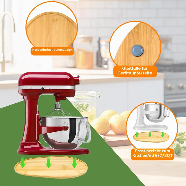 Bamboo Mixer Schieber kompatibel mit Kitchen Aid 6/7/8 Quart Bowl-Lift Stand Mixer, KN256WW Küche At