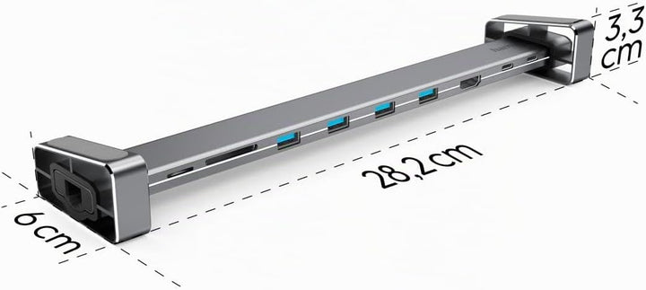 Hama USB C Hub 9 Ports Dockingstation mit abnehmbaren Standfüssen (Multiport Adapter 1x HDMI 4K, 4x
