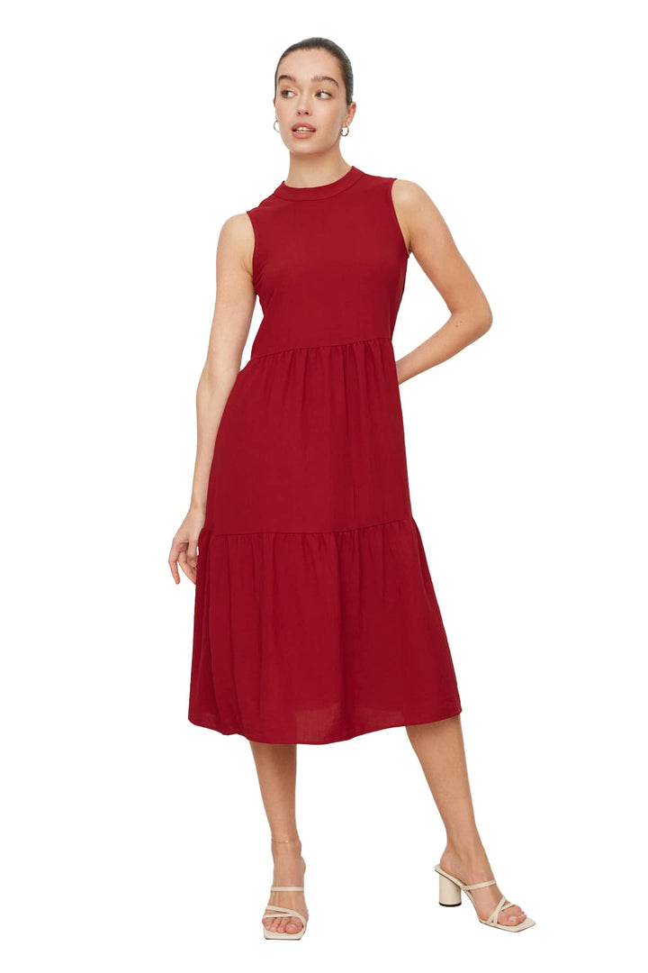 TRENDYOL Damen Breites Geschnittenes Kleid Dress 34 Burgundy, 34 Burgundy
