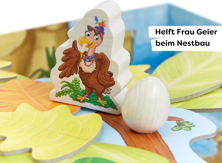 HABA Auweia, Frau Geier! – Spannendes Geschicklichkeitsspiel aus Holz, Nestbau, für Kinder ab 3 Jahr