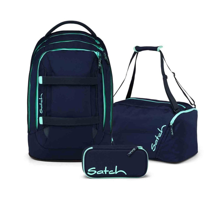 Satch Pack Schulrucksack Set 3tlg. inkl. Schlamperbox und Sporttasche (Ocean Mint), Ocean Mint