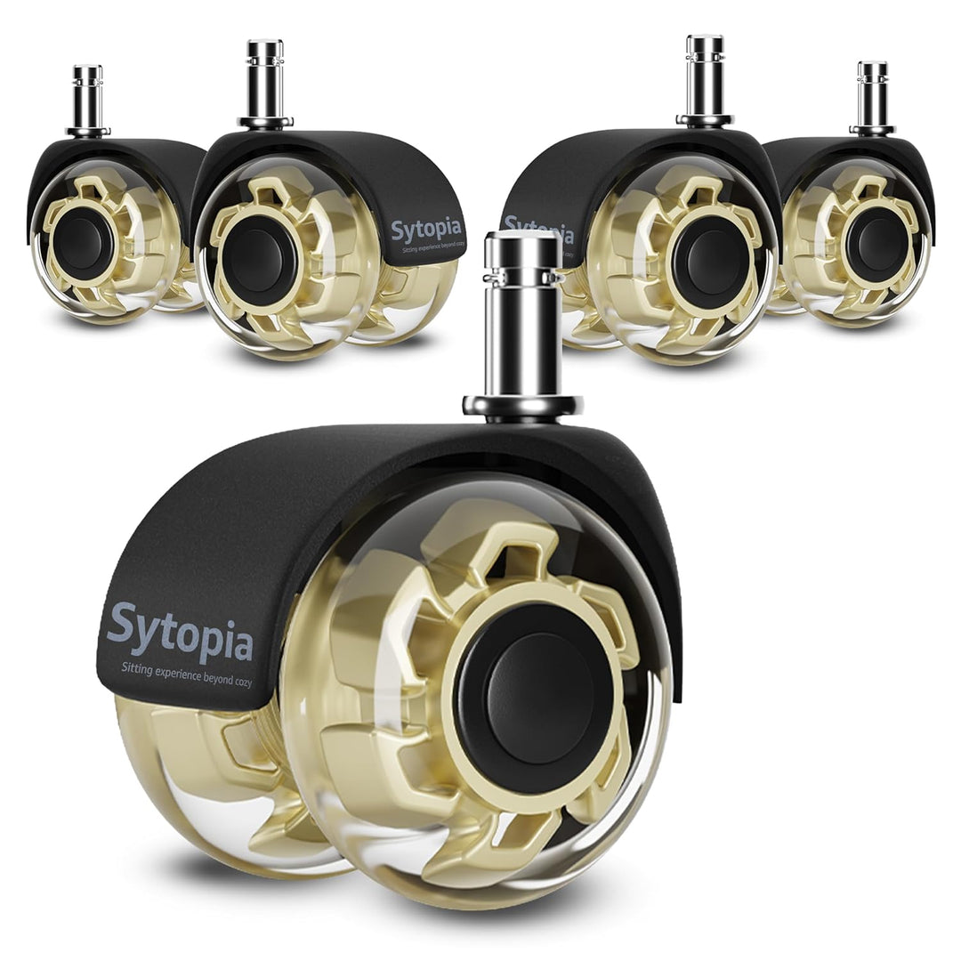 Sytopia Universal Bürostuhlrollen, 5er Set Bürostuhl Rollen 11x22MM, Perfekte Leise Gummirollen für