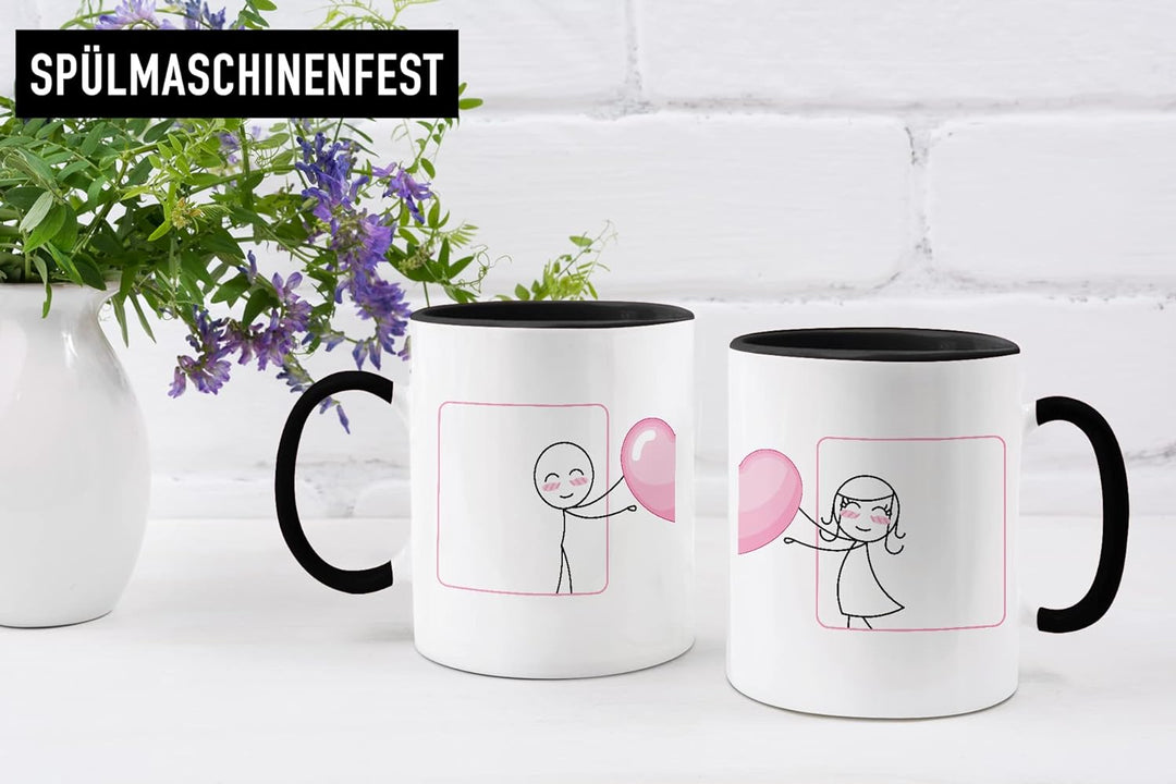 Trendation - Fernbeziehung Geschenke Tassen Set Partner Liebe Geschenk für Freundin Freund Liebesges