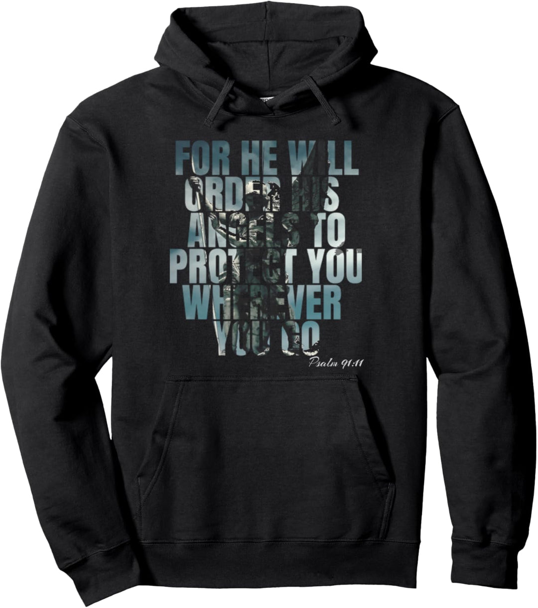 Denn er wird seinen Engeln befehlen, dich zu beschützen Psalm 91:11 Pullover Hoodie