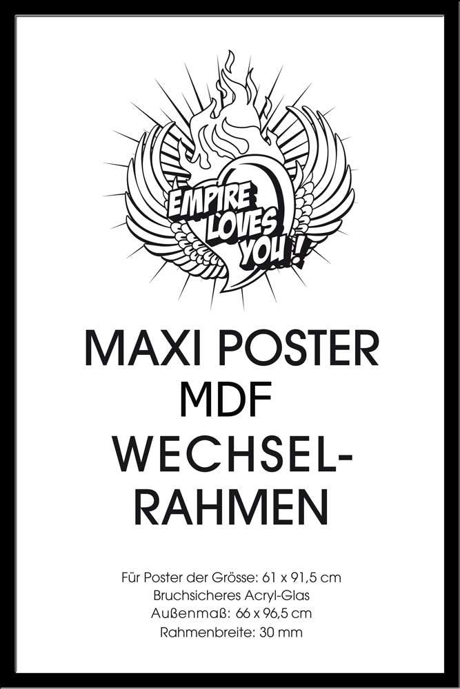 empireposter - Rahmen Maxi 61x91,5 cm - Profil: 30mm MDF schwarz - Grösse (cm), ca. 65,8x96,4 - Wech