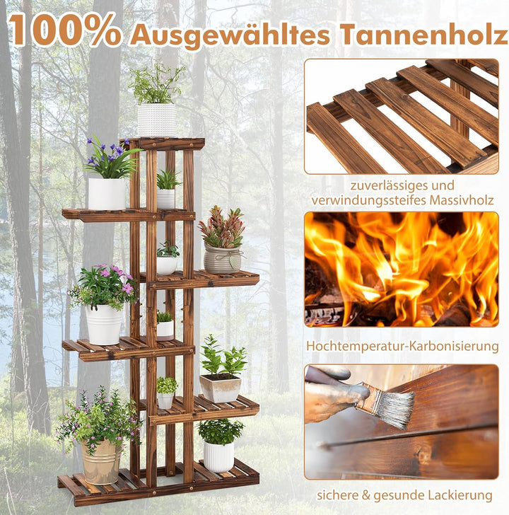 RELAX4LIFE Blumenständer Holz, Pflanzenständer 6 Ebenen, freisthendes Pflanzenregal für Wohnzimmer &