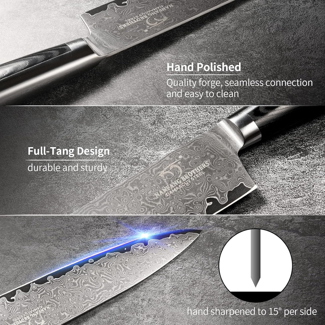 NANFANG BROTHERS Damaszener Messerset mit Premium Box,Japanisches Messerset,Kochmessersets Professio