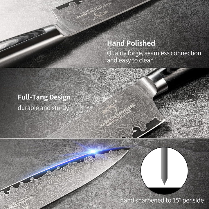 NANFANG BROTHERS Damaszener Messerset mit Premium Box,Japanisches Messerset,Kochmessersets Professio