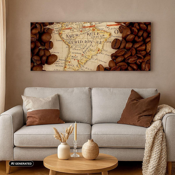 Wandbilder Dekoration Wohnzimmer Südamerika Samen Kaffee Panorama Bilder auf Leinwand 120x50cm Leinw